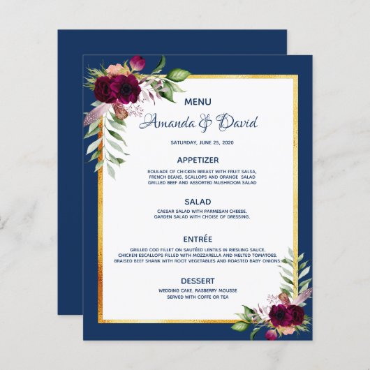 Bogundy van de bruinblauw van de marine (Voorkant / Achterkant)