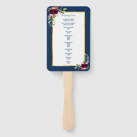 Bogundy van de bruinblauw van de marine handwaaier (Achterkant)