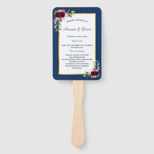 Bogundy van de bruinblauw van de marine handwaaier (Voorkant)