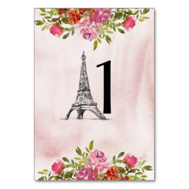 Bogundy Waterverf Floral Eiffel Tower Kaart