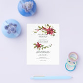 Bogundy Waterverf Floral kerstbruiloft Flyer (Enkel)