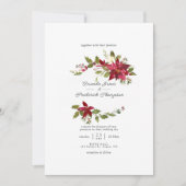 Bogundy Waterverf Floral kerstbruiloft Kaart (Voorkant)