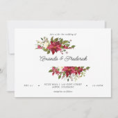 Bogundy Waterverf Floral kerstbruiloft Kaart (Voorkant)
