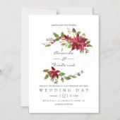 Bogundy Waterverf Floral kerstbruiloft Magnetische Uitnodiging (Voorkant)