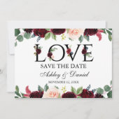 Bogundy Waterverf Floral Love Save the Date (Voorkant)