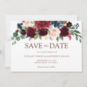 Bogundy Waterverf Floral Save the date (Voorkant)
