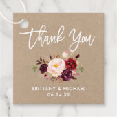 Bogundy Wedding Kraft, dank u wel Bedankjes Labels (Voorkant)