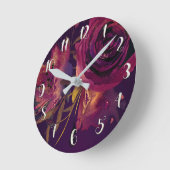 Bogundy Wine Floral Roos Paars Modern Glam Ronde Klok (Hoek)