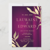 Bogundy wine red en gouden folie bladeren kaart (Voorkant)