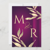 Bogundy wine red en gouden folie bladeren kaart (Achterkant)