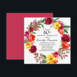 Bogundy Yellow Oranje Floral 60th Birthday Kaart<br><div class="desc">Eer een speciaal persoon met deze elegante 60th Birthday party uitnodiging. Herfst bloemen creëer een mooie waterverf adem.</div>