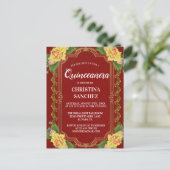  Bogundy Yellow Rose Quinceanera Birthday Briefkaart (Staand voorkant)