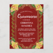  Bogundy Yellow Rose Quinceanera Birthday Briefkaart (Voorkant)