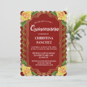  Bogundy Yellow Rose Quinceanera Birthday Kaart (Staand voorkant)