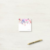 Bohaan, boho, roze, floreel, veer, trendy, post-it® notes (Op bureau)