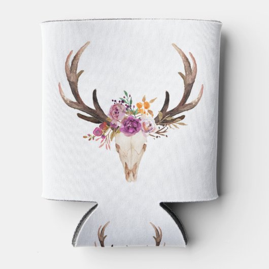 bohaan, bull skull, antler, boho floral blikjeskoeler (Voorkant)
