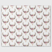 bohaan, bull skull, antler, boho floral cadeaupapier (Vlak)