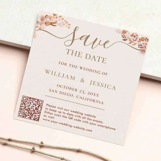 Bohaan met Elegant Script QR-code Save The Date