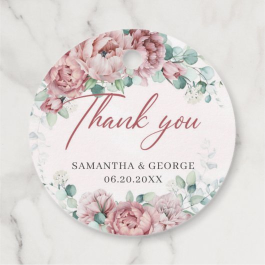 Bohaan rozen eucalyptus lijst bruiloft bedankjes labels (Achterkant)