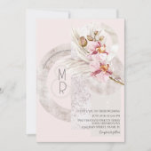 Boheem Beige Roze Monogram Pampas Bruiloft Kaart (Voorkant)