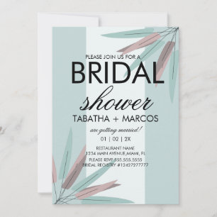 Boheem blad tribal bruiloft roze teal uitnodiging