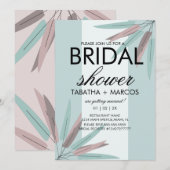 Boheem blad tribal bruiloft roze teal uitnodiging (Voorkant / Achterkant)