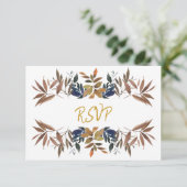 Boheem Bladergroen Blauw Beige Goud Trouw RSVP Kaa (Staand voorkant)