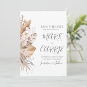 Boheem Bloemmotief Terracotta Bruiloft Save The Date (Staand voorkant)
