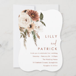 Boheem Bloemmotief Terracotta Trendende Trouwdag Kaart