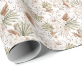 Boheem Bloemmotief & Veren Cadeaupapier (Rol Hoek)