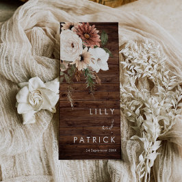 Boheem Bloemrijk Rustiek Houten Huwelijksprogramma