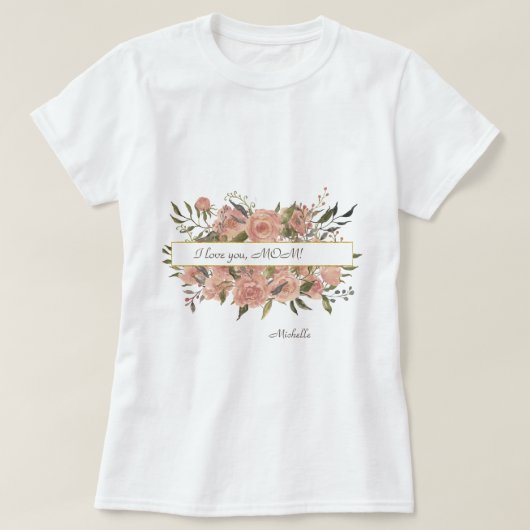 Boheem Bloemstuk Ik hou van je, mama Moederdag T-shirt (Design voorkant)