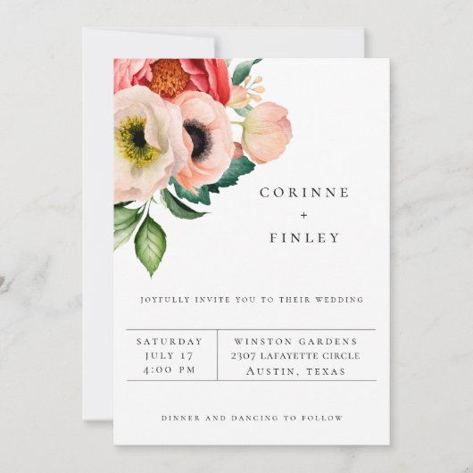Boheem Boeket Bloemen Bruiloft Uitnodiging (Voorkant)