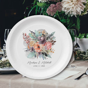 Boheem Boeket Waterverf Bloemen Papieren Bordje