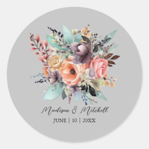 Boheem Boeket Waterverf Bloemen Ronde Sticker