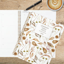Boheem bruin & wit bloemmotief planner