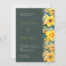 Boheem Geel Bloemendesign Donkergroene Trouw