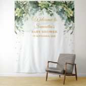 Boheem groen succulent baby shower achtergrond wandkleed (In situ)