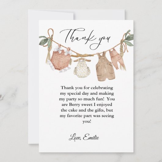 Boheem kleding baby shower bedankkaart kaart (Voorkant)