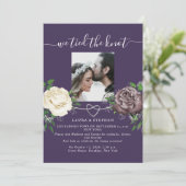 Boheem Paarse Trouwreceptie Kaart (Staand voorkant)
