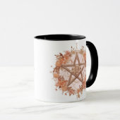 Boheem Pentagram met Bloemen Witte Halloween Mok (Voorkant rechts)