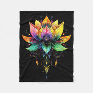 Boheem Regenboog Lotus Bloem Yoga Mandala Chakra Fleece Deken