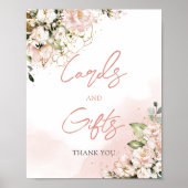 Boheem roze gouden bloemkaarten en -cadeaus poster (Voorkant)