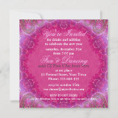 Boheem Roze Meisjes Nacht NYE Feest Uitnodigingen (Achterkant)