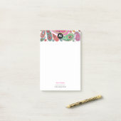 Boheem Roze & turquoise Bloem Paisley Post-it® Notes (Op bureau)