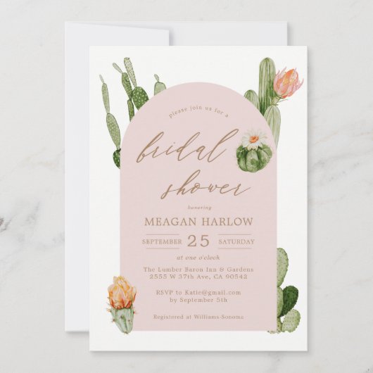 Boheem Uitnodiging voor Trouw Bruiloft met Cactus  (Voorkant)