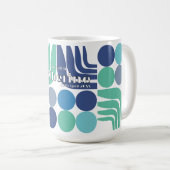 Boheem Wit Blauw Koffiemok (Voorkant rechts)