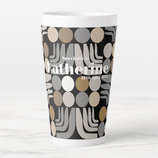 Boheem zwart grijs latte mok (Voorkant)