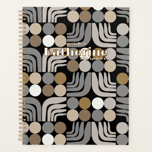 Boheem zwart grijs planner (Voorkant)