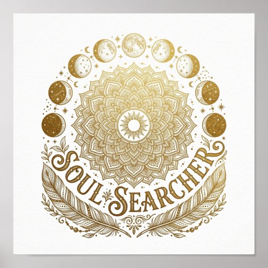 Boheemgouden Maan Vierkante Poster (Voorkant)